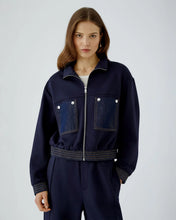 Load image into Gallery viewer, Denim Pocket Zip Jacket - Navy