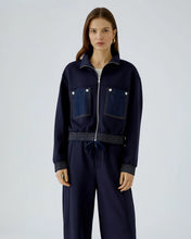 Load image into Gallery viewer, Denim Pocket Zip Jacket - Navy