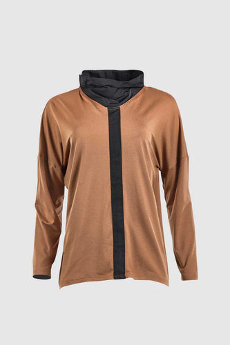 High Neck Top in Cognac