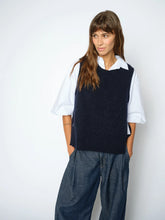 Load image into Gallery viewer, MMThora Tie Knitted Waistcoat - Navy