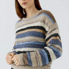 Load image into Gallery viewer, Oui Stripe Jumper-Blue/Brown