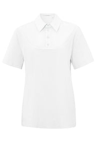 Cotton Top with Woven Shirt Collar