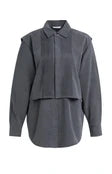 Load image into Gallery viewer, Blouse with layered gilet and pleated details -Hole Black