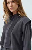 Load image into Gallery viewer, Blouse with layered gilet and pleated details -Hole Black