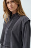 Blouse with layered gilet and pleated details -Hole Black