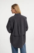 Load image into Gallery viewer, Blouse with layered gilet and pleated details -Hole Black