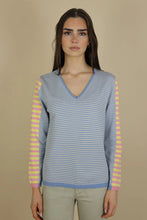 Load image into Gallery viewer, Fangio V Neck Multi Striped Knit