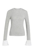 Load image into Gallery viewer, Jersey top with removable cuffs - Grey Melange