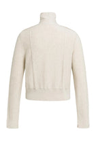 Load image into Gallery viewer, Knitted cardigan with high collar and button closure - Beige Melange