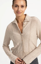 Load image into Gallery viewer, Knitted cardigan with high collar and button closure - Beige Melange