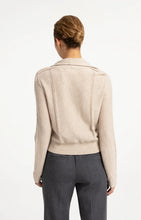 Load image into Gallery viewer, Knitted cardigan with high collar and button closure - Beige Melange