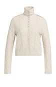 Load image into Gallery viewer, Knitted cardigan with high collar and button closure - Beige Melange