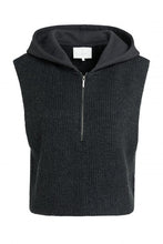 Load image into Gallery viewer, Knitted Top With Jersey Hood - Hole Black