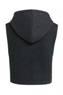 Load image into Gallery viewer, Knitted Top With Jersey Hood - Hole Black