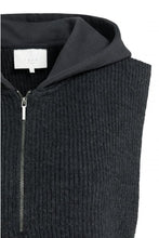 Load image into Gallery viewer, Knitted Top With Jersey Hood - Hole Black
