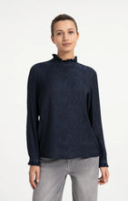 Load image into Gallery viewer, Long sleeve top with ruffle details - Cat Black