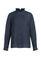 Load image into Gallery viewer, Long sleeve top with ruffle details - Cat Black