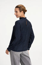 Load image into Gallery viewer, Long sleeve top with ruffle details - Cat Black