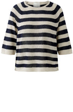 Load image into Gallery viewer, Light Stone and Blue Linen 3/4 Sleeve Pullover