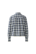 Load image into Gallery viewer, Oui Plaid Lace Trim Blouse - Blue/Cream