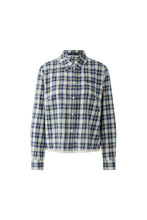 Load image into Gallery viewer, Oui Plaid Lace Trim Blouse - Blue/Cream