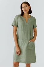 Load image into Gallery viewer, Linen V-Neck A-Line Dress - Seagrass