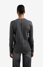 Load image into Gallery viewer, Jersey top with woven cuffs and slit detail