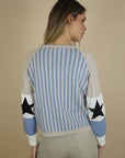 Load image into Gallery viewer, Senna Raglan Mixed Media Knit - Blue