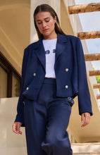 Load image into Gallery viewer, Short double-breasted blazer jacket - Navy blue