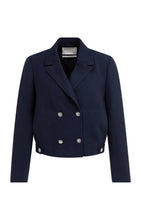 Load image into Gallery viewer, Short double-breasted blazer jacket - Navy blue