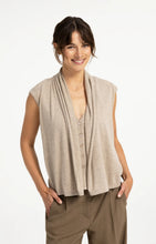 Load image into Gallery viewer, Sleeveless cardigan with double layer and buttons - Grey Melange