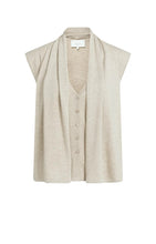 Load image into Gallery viewer, Sleeveless cardigan with double layer and buttons - Grey Melange