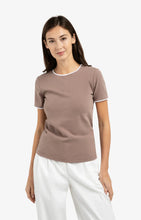 Load image into Gallery viewer, T-shirt with contrasting trim - Taupe Brown